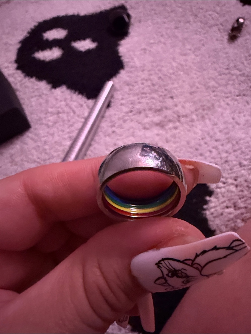 Polished Silver Dome Ring with Subtle Interior Hue